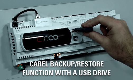 Carel backup/restore function with a USB drive